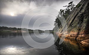 Granite rocks are coastline and islands in North Europe, Baltic sea, gulf of Finland. Clean nordic nature