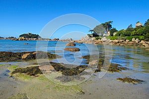 Granite rocks at french sea coast photo