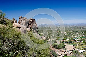 Granite rocks on Pinnacle Peak trail over Happy Valley