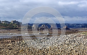 Granite rocks in Plougestran coast.