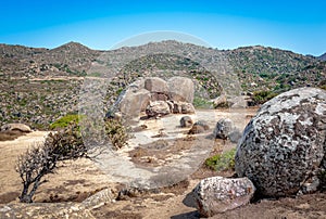 The granite rocks of Volax, a traditional village in Tinos Island, Cyclades, Greece.