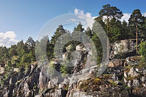 Granite rocks with woods, clean nordic nature of North Europe