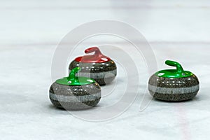Granite stones for curling game on the ice