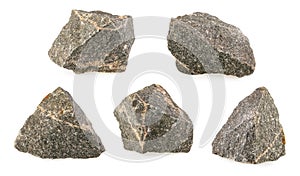 Granite stones, rocks isolated on white background