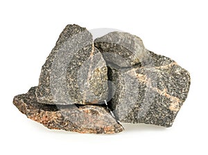 Granite stones, rocks isolated on white background