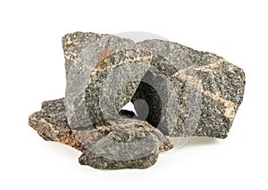 Granite stones, rocks isolated on white background