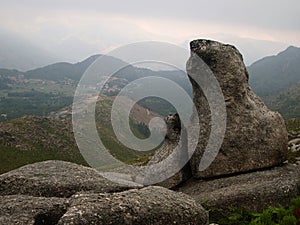 Granitic mountains and deforested hills of Peneda-GerÃªs national park in northern Portugal