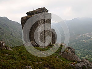 Granitic mountains and deforested hills of Peneda-GerÃªs national park in northern Portugal