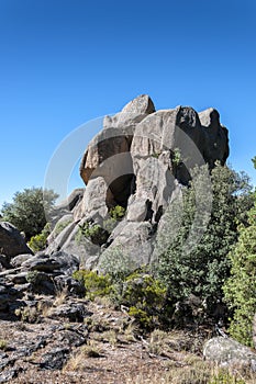 Granitic rock formations in La Pedriza, Madrid, Spain