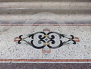 Granito decoration on the floor of a building in Amsterdam photo