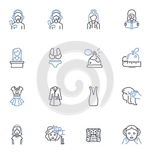 Grannies line icons collection. Wisdom, Age, Experience, Love, Grandmother, Kindness, Matron vector and linear