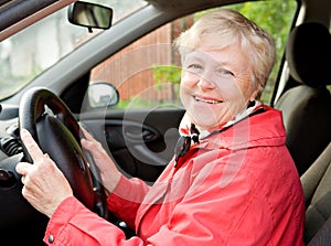 Granny in a car