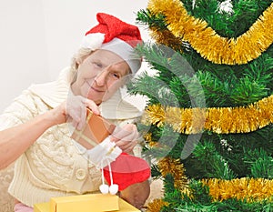 Granny with Christmas stocking