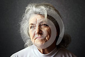 Granny face on a dark background