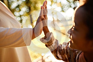 Granny and Grandson Hiving Five