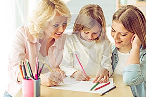 Granny, mom and daughter