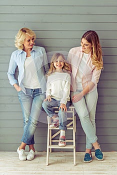 Granny, mom and daughter