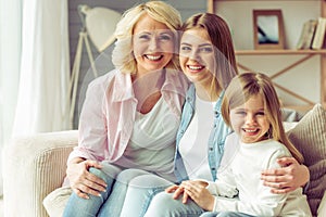 Granny, mom and daughter