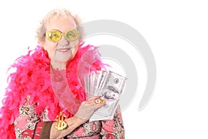 Granny showing off her lottery winnings