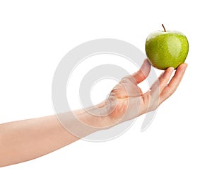 granny smith apple in hand