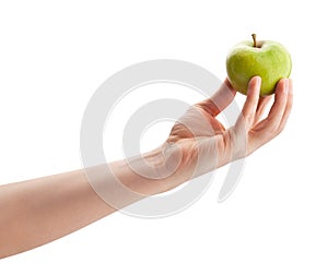 Granny smith apple in hand