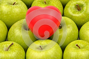 Granny Smith Apple With Heart Shape