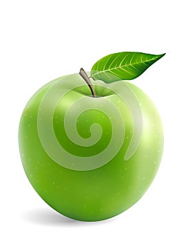 Granny Smith Apple With a Leaf