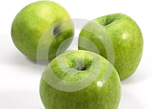 Granny Smith Apple, malus domestica, Fruits against White Background