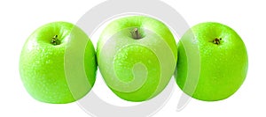 Granny smith green apples isolated on white background