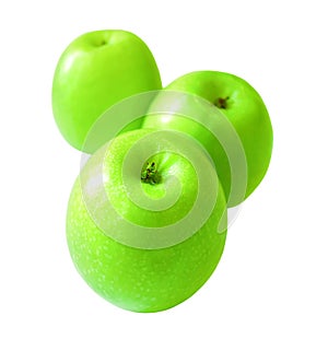 Granny smith green apples isolated on white background