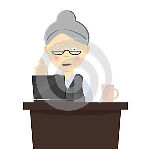 Granny working on her laptop