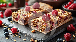 Granola bar with dry fruit berries