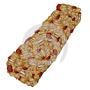 Granola bar isolated on white, muesli snack