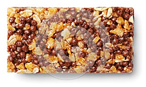 Granola bar muesli or cereal bar isolated on white