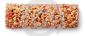 Granola bar muesli or cereal bar isolated on white