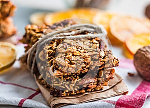 Granola bars citrus, seeds, peanut butter and dried fruit