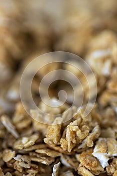 Granola with detailed texture and selective focus