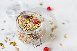 Granola with pumpkin seeds and dried berries