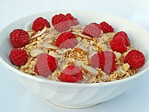 Granola and raspberries