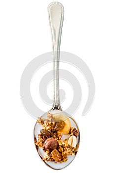 Granola in spoon