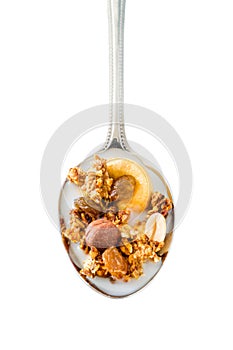 Granola in spoon