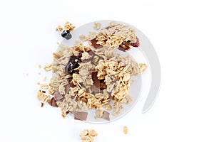 Granola on White Background