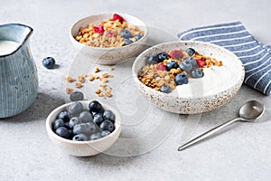 Granola yogurt bowl with blueberries