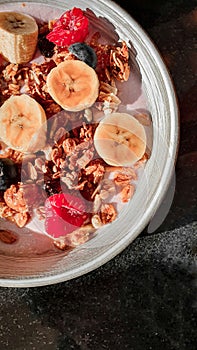 Granola & Yogurt Fruits bowl for Breakfast