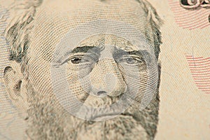 Grant portrait. Fifty american dollars. US paper currency
