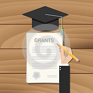 Grant scholarship concept clipboard document college