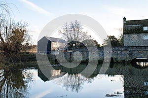 Grantchester river, bridge and mill