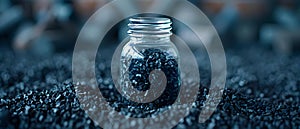 Granular activated carbon in a bottle used for various purification processes like water air and photo