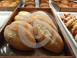 Granulated sugar rustic sweet bread on display