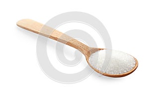 Granulated sugar in spoon isolated